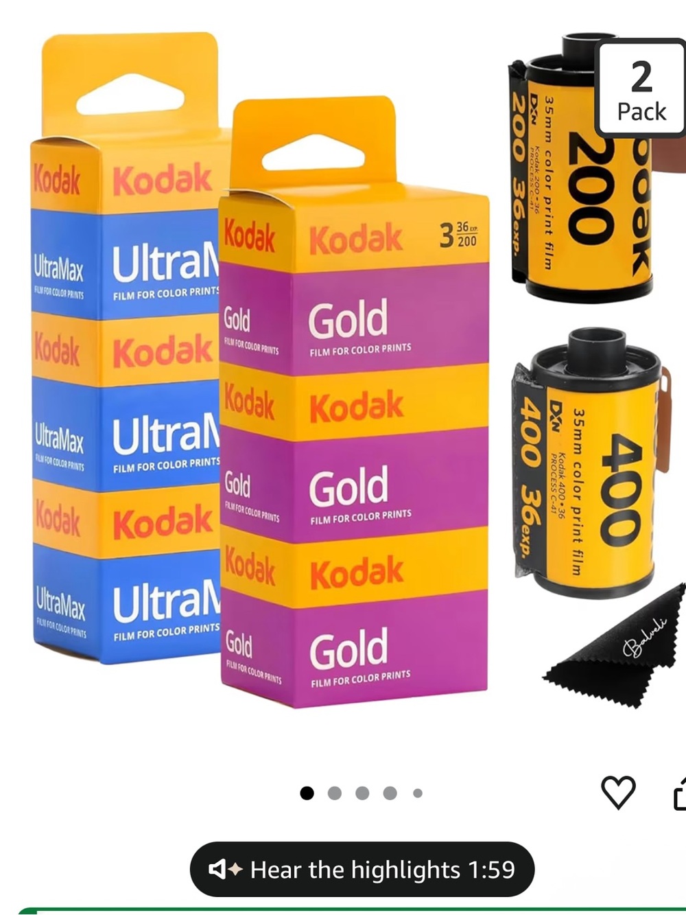 Kodak Ultramax 400 & Gold 200 35mm Film Bundle - 6 Rolls (36exp Each) New